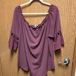 Women's Burgundy Off-Shoulder Top